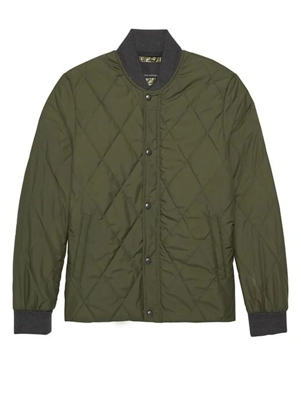 Banana Republic Quilted Jacket Mens Size XL Olive Green Full Zip Coat